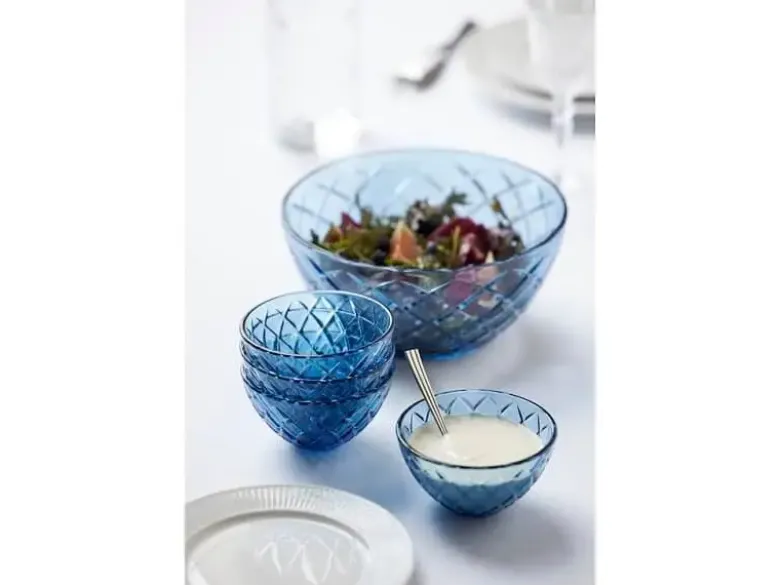 Lyngby Glas Sorrento skål Dia 12 cm 4 stk Blå