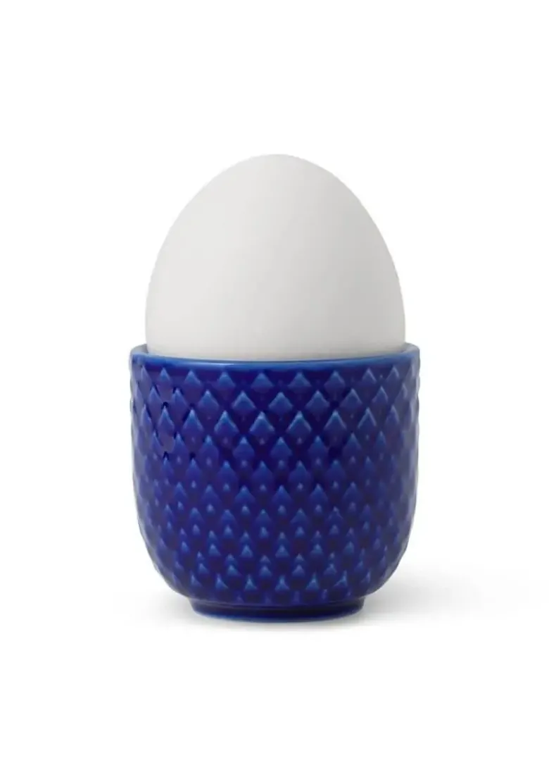 Lyngby Porcelæn Rhombe color æggebæger blå - H: 4,5 cm