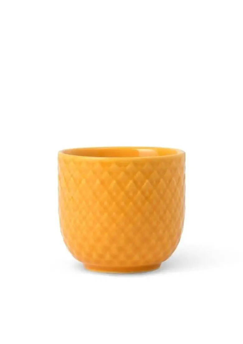 Lyngby Porcelæn Rhombe color æggebæger gul - H: 4,5 cm