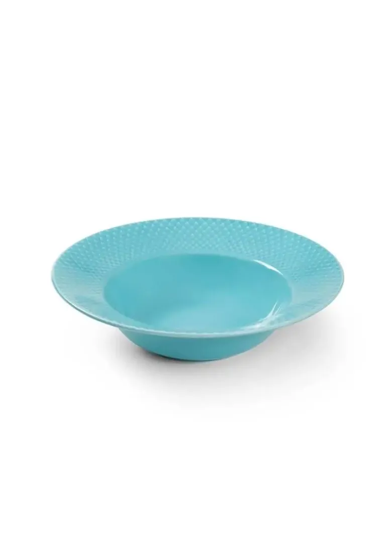 Lyngby Porcelæn Rhombe Colour dyb tallerken Ø24,5 cm turkis
