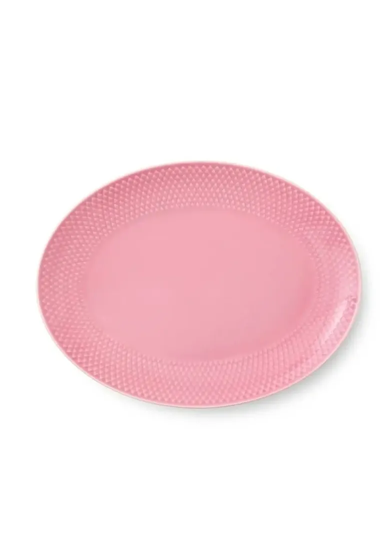 Lyngby Porcelæn Rhombe Colour ovalt serveringsfad 28,5x21,5 cm Rosa