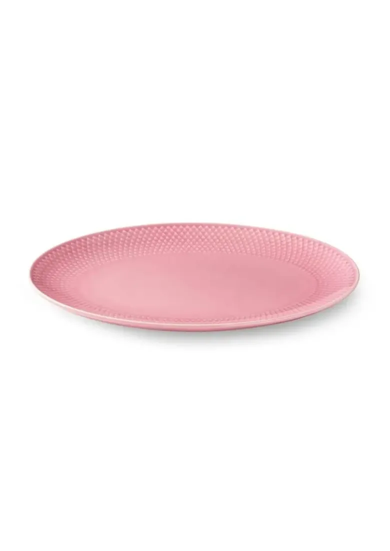 Lyngby Porcelæn Rhombe Colour ovalt serveringsfad 28,5x21,5 cm Rosa