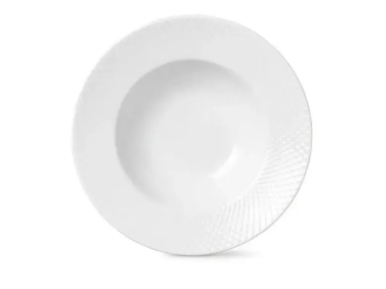 Lyngby Porcelæn Rhombe Dyb tallerken Ø24,5 cm hvid