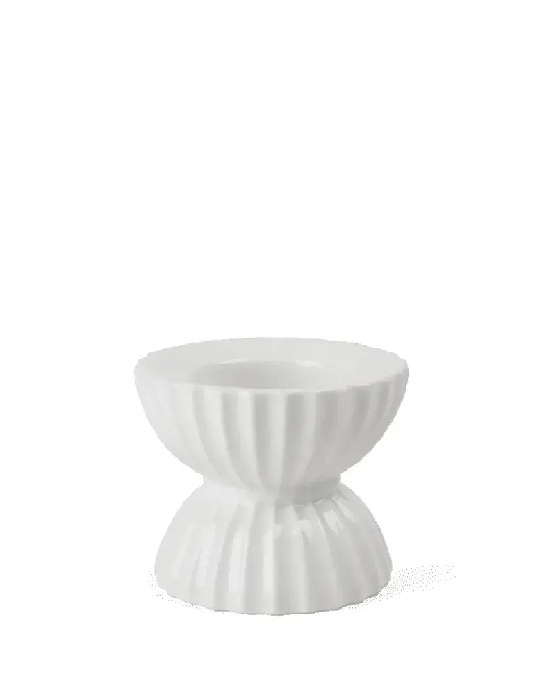 Lyngby Porcelæn Tura Fyrfadsstage Ø8 cm hvid