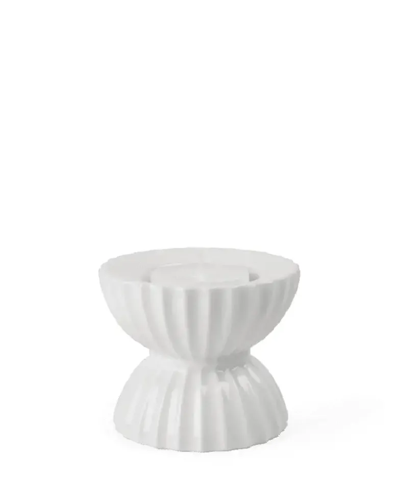 Lyngby Porcelæn Tura Fyrfadsstage Ø8 cm hvid