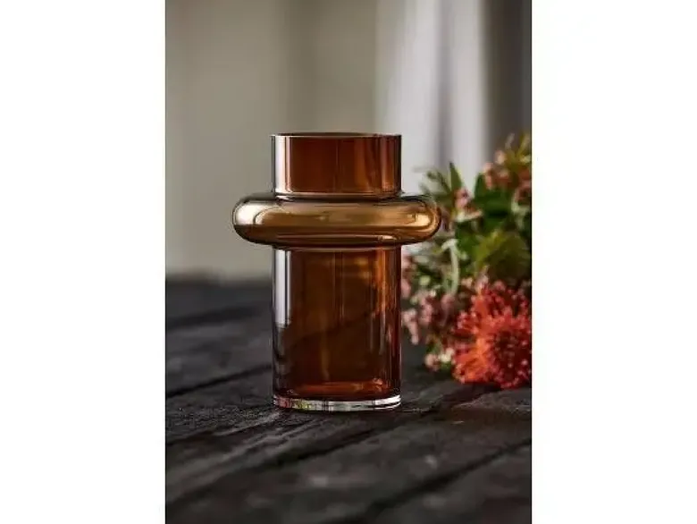 Lyngby Tube vase Amber 20 cm