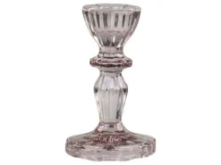 Lysestage m. blondekant Taupe H. 10 cm