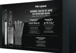 Microplane Rivejern Gavesæt - Premium Zester + Gourmet Slicer + Skæreresistent handske