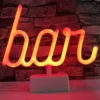 Neonskilt bar 25x8,5x22 cm til batteri inkl. 1 m USB-ledning