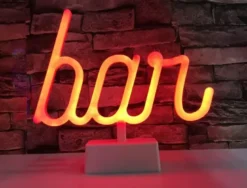 Neonskilt bar 25x8,5x22 cm til batteri inkl. 1 m USB-ledning