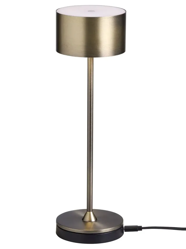 Nielsen Light Bistro Genopladelig Bordlampe Antik børstet messing