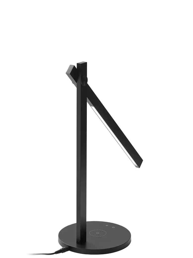 Nielsen Light Edge skrivebordslampe m/QI lader, dæmp og farveskift Sort