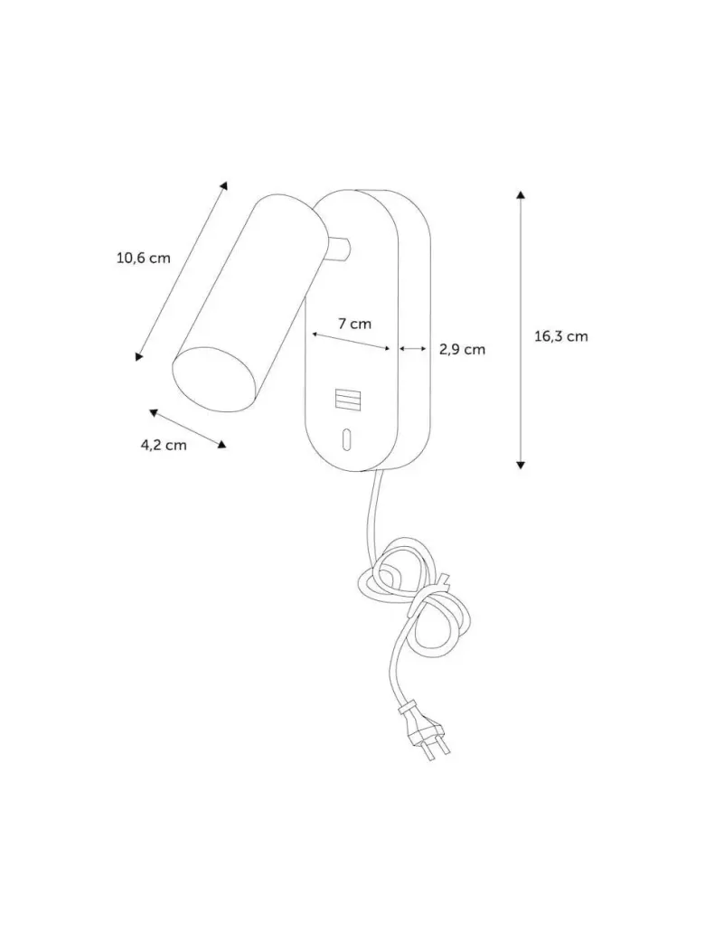 Nielsen Light Ego Væglampe med USB stik og lysdæmper Hvid