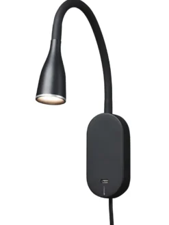 Nielsen Light Eye Væglampe med USB stik & lysdæmper Sort