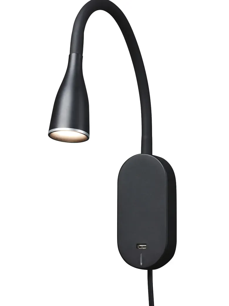 Nielsen Light Eye Væglampe med USB stik & lysdæmper Sort