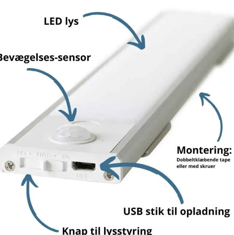 Nielsen Light Sense LED Lysbar Genopladelig med sensor