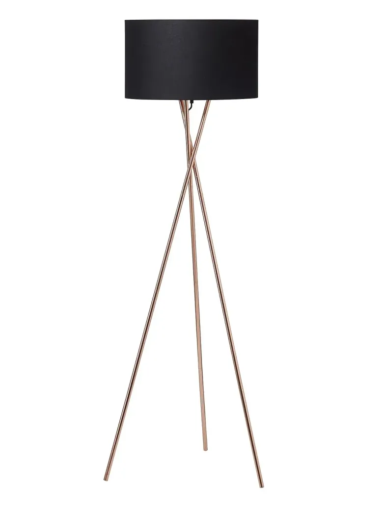 Nielsen Light Uptown Gulvlampe Kobber med sort stofskærm