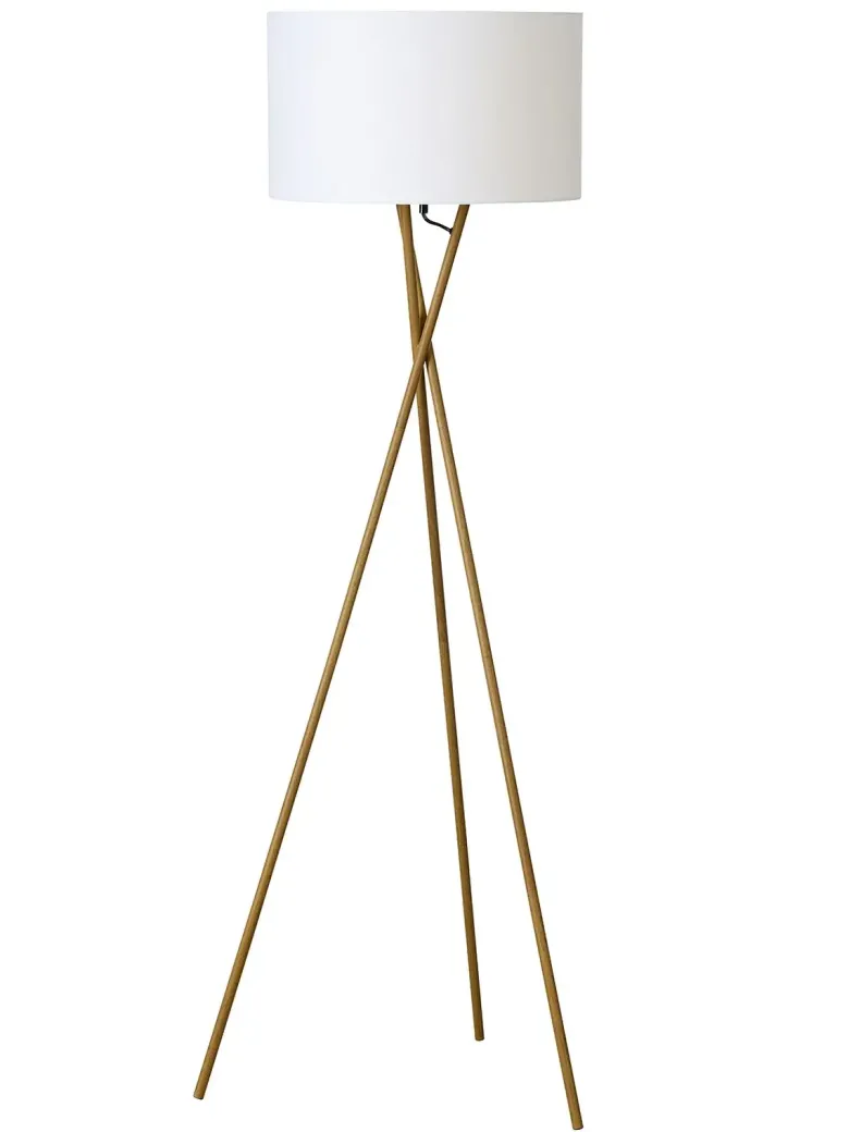 Nielsen Light Uptown Gulvlampe Trælook med hvid stofskræm