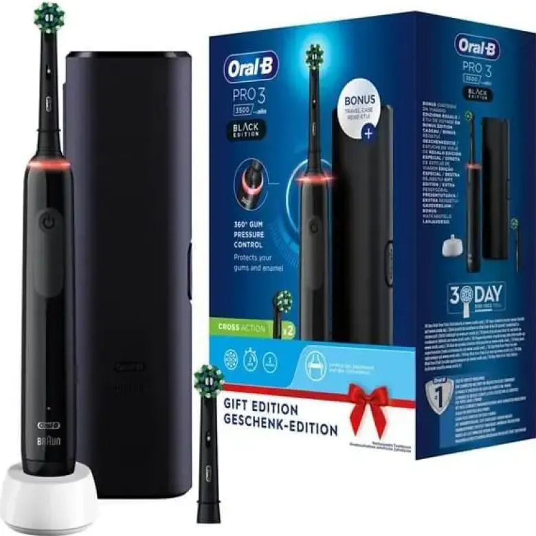 Oral-B el-tandbørste Pro 3500 sort Edition og rejseetui