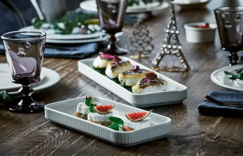 Pillivuyt Plissé Fad rektangulært 24 x 12 cm Hvid