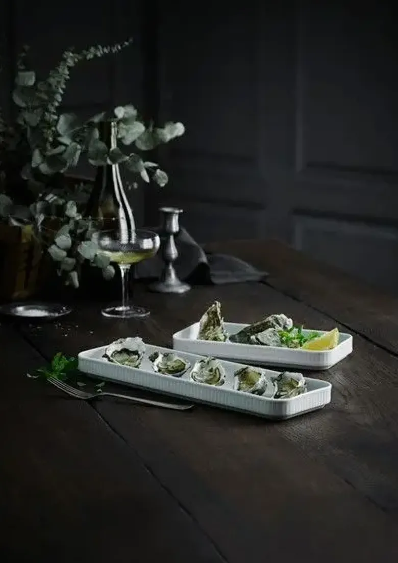 Pillivuyt Plissé Fad rektangulært 36 x 12 cm Hvid