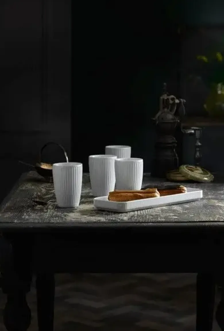 Pillivuyt Plissé Fad rektangulært 36 x 12 cm Hvid