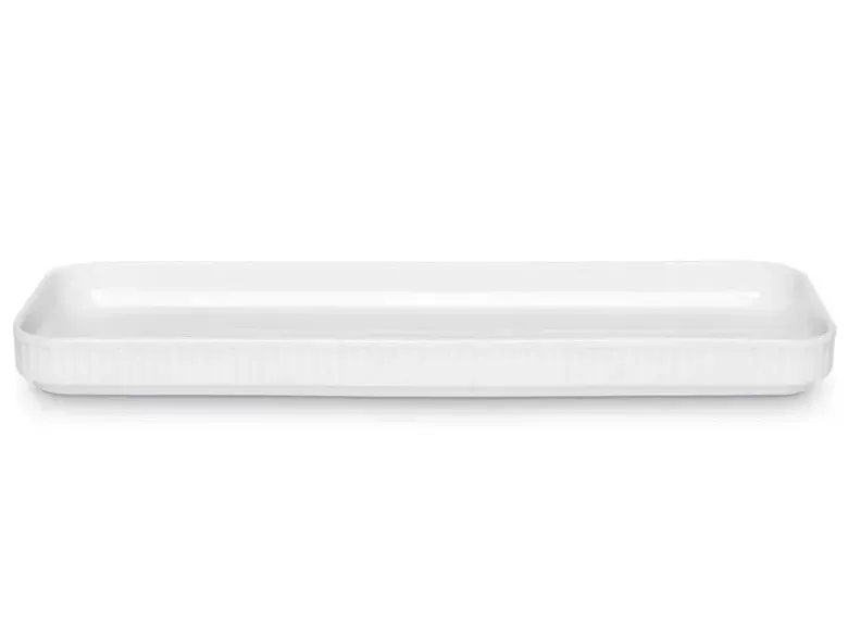 Pillivuyt Plissé Fad rektangulært 36 x 12 cm Hvid