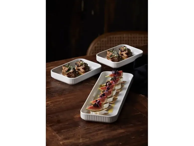 Pillivuyt Plissé Tapas fadsæt rektangulært Hvid 3-dele