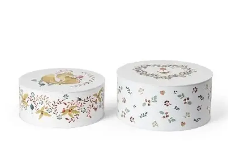 Rosendahl Kagedåse GC Cottage Opbevaringsdåse Ø20 cm./Ø22 cm. hvid m. deko 2 stk.