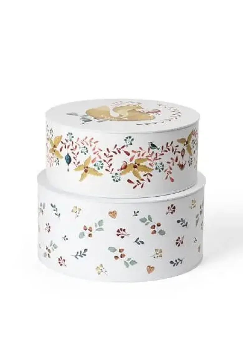 Rosendahl Kagedåse GC Cottage Opbevaringsdåse Ø20 cm./Ø22 cm. hvid m. deko 2 stk.