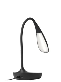 Samba skrivebordslampe med USB stik og lysdæmper Sort