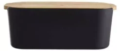 Schou Brødkasse med bambuslåg 33x18,5x12 cm Sort