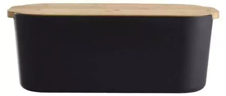 Schou Brødkasse med bambuslåg 33x18,5x12 cm Sort
