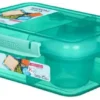 Sistema - Bento Lunch 1.65L aqua- Opdelt madkasse inkl bæger