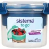 Sistema Breakfast To Go 530 mørke blå - Beholder inkl ske og indsats