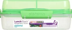 Sistema Lunch Stack Rectangle grøn/mint opdelt flip madkasse