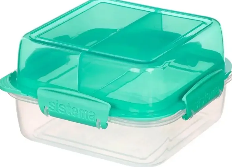 Sistema Lunch Stack Square opdelt flip madkasse Aqua