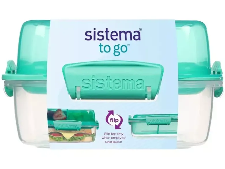 Sistema Lunch Stack Square opdelt flip madkasse Aqua