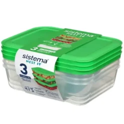 Sistema Nest It Meal Prep 3Pack 1l grøn