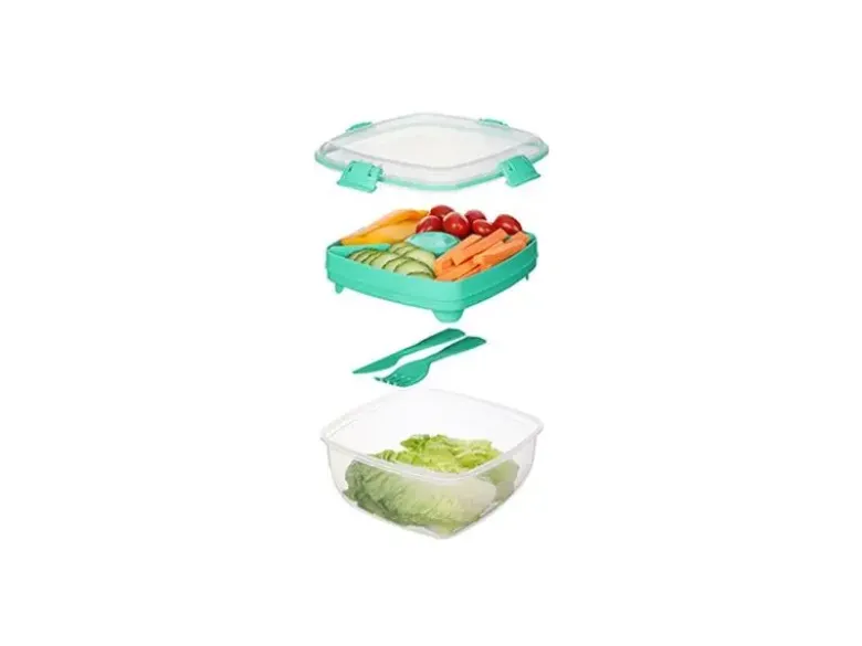 Sistema Salad To Go 1.1L Aqua opdelt bøtte inkl bestik