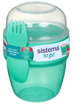 Sistema Snack Capsule To Go 515 ml Aqua - To bøtter i én inkl ske/gaffel