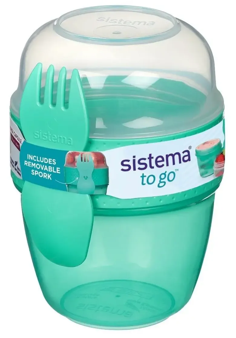 Sistema Snack Capsule To Go 515 ml Aqua - To bøtter i én inkl ske/gaffel