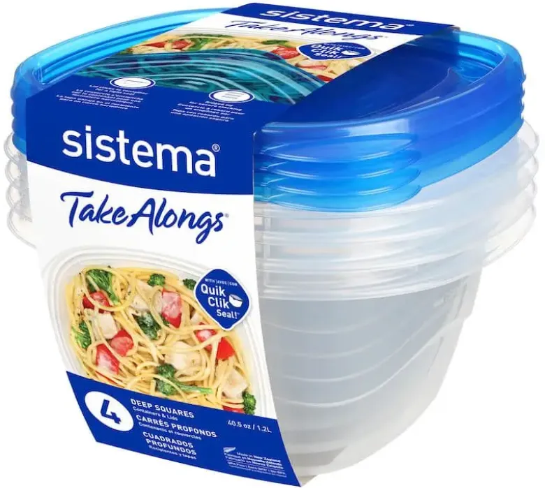 Sistema TakeAlongs Deep Square opbevaringsbokse 4 pack 1,2L