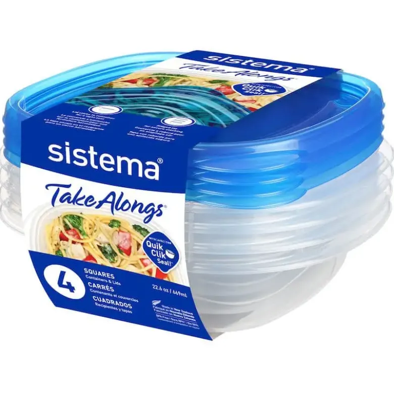 Sistema TakeAlongs Square opbevaringsbokse 4 Pack 669 ml