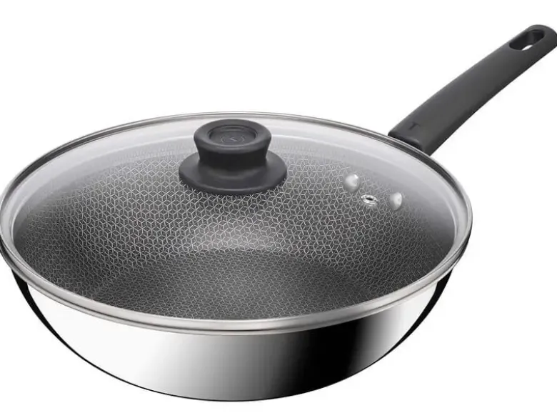 Tefal Wok Emotion Plus Power SS Tri-Ply mesh PFTE 28 cm