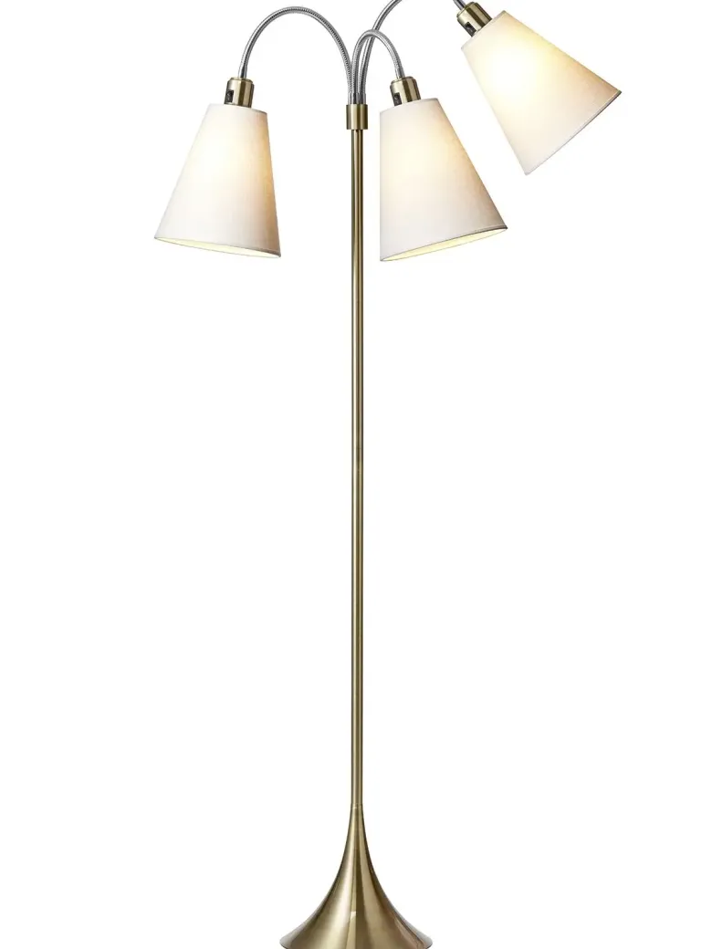 Trafik Gulvlampe messing m/hvide skærme