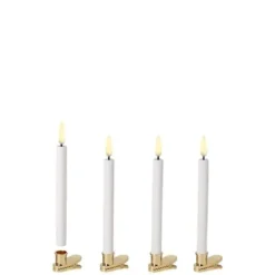 Uyuni LED Juletræslys med 3D flamme & klips - 4-pak