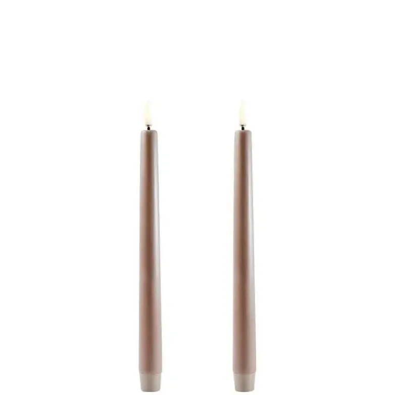 UYUNI LED 2-pak Kronelys m. 3D flamme 25 cm Sandstone