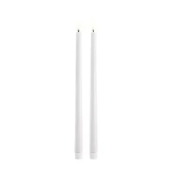 UYUNI LED 2-pak Kronelys m. 3D flamme 32cm Hvid