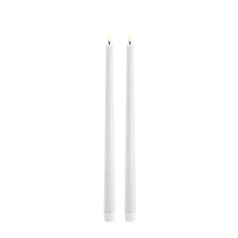 UYUNI LED 2-pak Kronelys m. 3D flamme 32cm Hvid